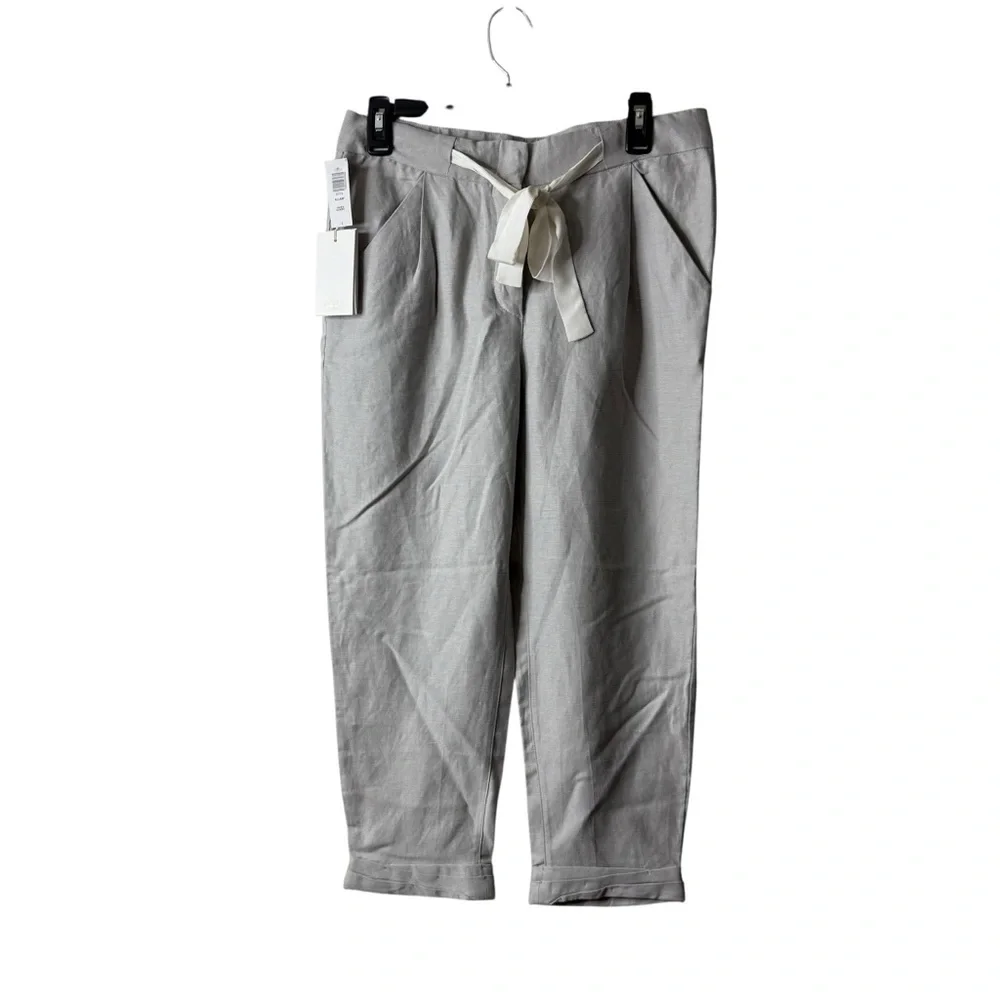 Wilfred Gray Linen Blend Slant Drawstring Trouser Pants NWT